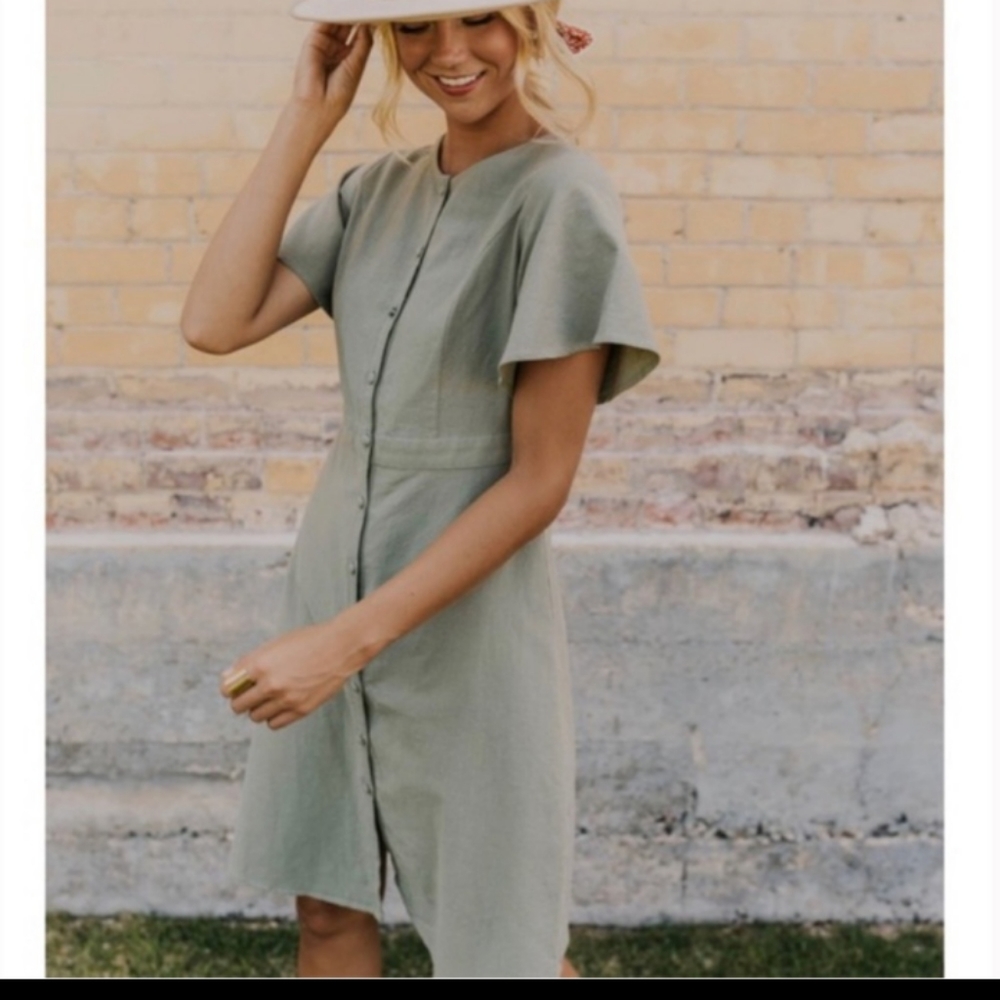 Roolee Nursing Friendly Button Front Sage Dress S